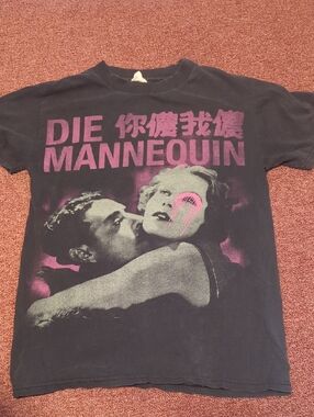 Rare Vintage Die Mannequin Band Tee - Black with Pink Print - Y2K Punk